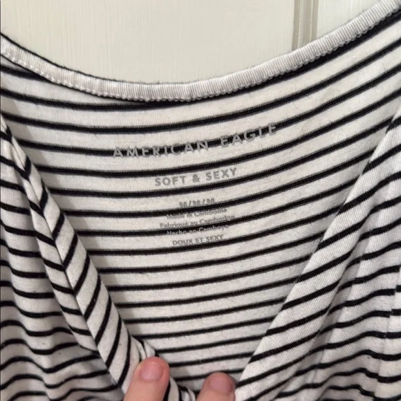 American Eagle Outfitters Black and White Striped Top - Picture 2 of 4